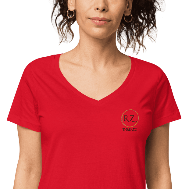 R Z Threads Premium Quality Women’s 100% Organic Cotton Fitted V-Neck T-Shirt